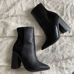 Black faux leather/suede ankle boots/booties
